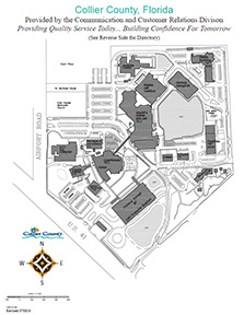 Line drawing of Collier County Complex. Building and parking locations illustrated.