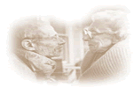 Elder man and woman looking at each other